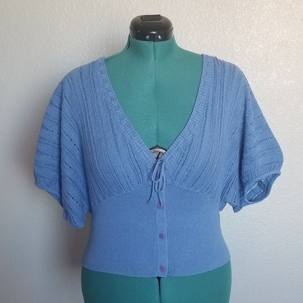 Anthropologie Blue Dolman Sleeve Sweater by Knitted & Knotted